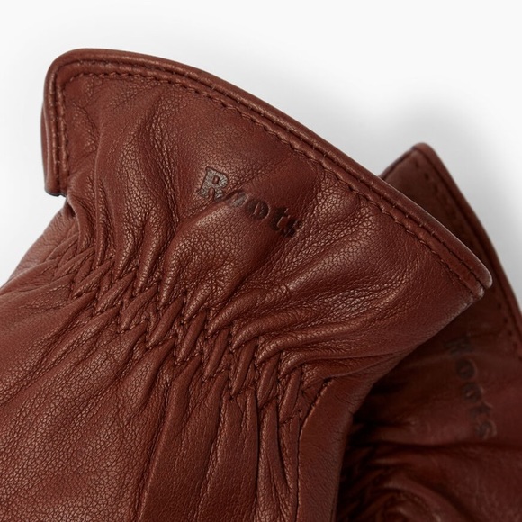 Roots genuine leather gloves Tan Brown US S - Picture 3 of 7